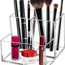 Cerpourt Clear Acrylic Makeup Brush Organizer,Multi-Purpose Cosmetic Brushes Storage Holder with 3 Slots,Pencil Pen Holder for Desk,Desk Organizer and Accessories for Vanity