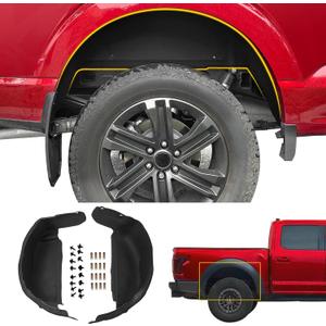 Rear Wheel Well Liners Compatible with 2021-2025 Ford F150 (Not for Raptor) Rear Wheel Arch Liners No Drilling Well Guards Tire Inner Fenders for 2024 F-150 Accessories (2PCS)
