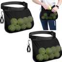 Tebery 2 Pack Tennis Ball Waist Bag, Ball Band Holder with Adjustable Belt, Tennis Storage Pouch Carrying Accessory Sports Bag with Hook for Outdoors Sports, Running