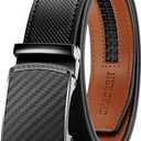 CHAOREN Mens Belt Leather Ratchet Belt - Customizable Fit, Effortless Style (35mm) (36" to 42" Waist Adjustable, Carbon Fiber / Black)
