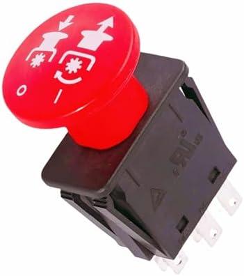 Clutch PTO Switch, 8 terminals, for Wright Stander 52420003-10AMP. Suitable for Yazoo Bad Boy Bobcat 101768 PTO switches Genuine Replacement PTO Switch (On/Off) Red 71410014, 71410001, 71410024