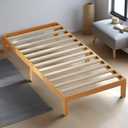 Twin Bed Frame of Wood, Solid Construction, Assembly Required, European Slat Base, 40.5Wx76.5Lx12H