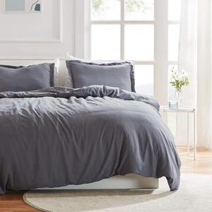 SLEEP ZONE Duvet Cover Twin/Twin XL Size, Cooling NANOTEX Tech, Dorm for Kids with Zipper Closure, Super Soft & Breathable All Season Comforter Cover Set 2 Pieces(Grey, Twin/Twin XL)