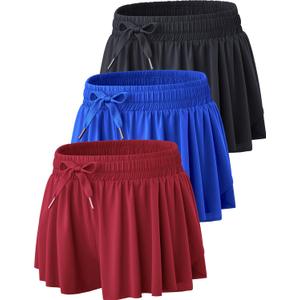 1 or 3 Pack Women’s Flowy Athletic Shorts – 2-in-1 Butterfly Running Shorts with Built-in Spandex Liner, Casual Workout Gym (Set 10, Large)