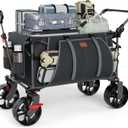 EVER ADVANCED Folding Push Wagon with Brakes, Portable Shopping Cart, Collapsible Wagon Cart with All-Terrain Big Wheels for Camping, Beach, Sports