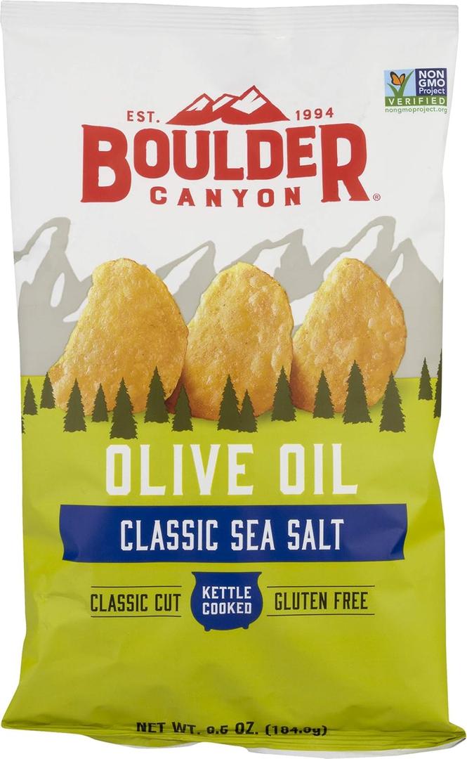 Boulder Canyon Olive Oil Kettle Chips, Classic Sea Salt, 6.5 oz, 4 Pack, Best By Jan. 12, 2026