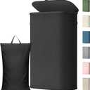 Lifewit 65L Slim Laundry Basket with Lid, Narrow Large Laundry Hamper with Plastic Handles and Removable Bag, Tall Foldable Dirty Clothes Hampers for Laundry Room, Bedroom, Bathroom, Dorm, Black
