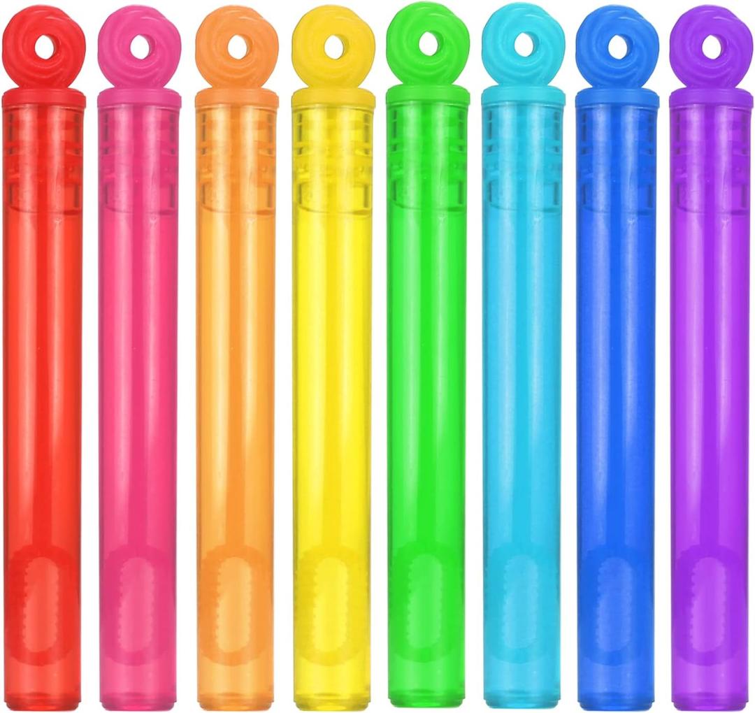 32-Piece 8 Colors Mini Bubble Wands Assortment Party Favors Toys for Kids Child, Christmas Celebration, Thanksgiving New Year, Themed Birthday, Wedding, Bath Time, Summer Outdoor Gifts for Girls Boys