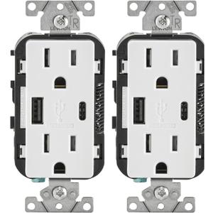 Duplex Type A/C Outlet W, (1-Piece)