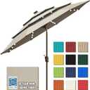 EliteShade USA 10-Year-Non-Fading 9ft 3-Tier Market Patio Umbrella, Commercial Table Umbrella with 80 Solar LED Lights, Crank Open, Windproof & UPF 50+ UV Protection for Garden, Deck, Pool, Backyard, Antique Beige