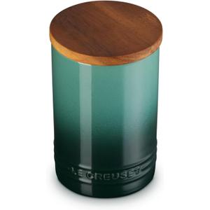 Le Creuset Signature Large Salt Cellar and Storage Canister with Wood Lid, 26 oz., Artichaut