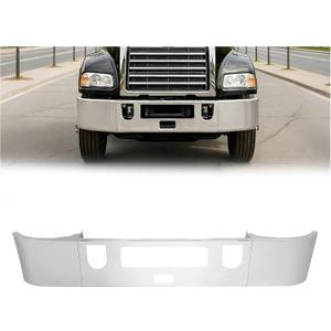 ALMULOO Front Bumper Compatible with Mack Set Forward Axle CHU and Pinnacle Models (All Years) without Fog Light Cutouts Steel Chrome 3PCS