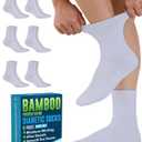 Doctor's Select Bamboo Viscose Diabetic Socks for Women & Men - 6 Pairs Non Binding Viscose Bamboo Socks for Swollen Feet (Medium, White)