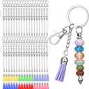 72 Pcs Beadable Keychains Complete Making Kit with 36 Metal Bars, 36 Key Rings & 36 Suede Tassels - Ultimate DIY Craft Supplies for Personalized Gifts Women Men