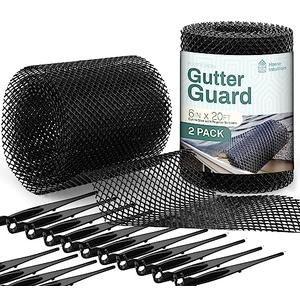 Home Intuition 4-Pack Leader and Gutter Guard from Leaves, Twigs, Branches Plastic Mesh Guards Leaf Protector 6" inch Wide 40' Feet Long Total