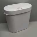 jinligogo 5 Gallon Bathroom Trash Can with Lid, Automatic Motion Sensor White Trash Can, Touchless Slim Waterproof Garbage Bin for Kitchen, Bedroom, Office, and Bathroom