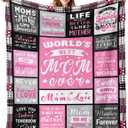 Moms Mothers Day Birthday Gifts from Daughter Son - Blanket Gifts for Mom - World's Best Mom Ever Gifts - Christmas Valentines Day Birthday Present for Moms - Mother Life Blanket 50"x60"