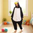 Flannel Animal Onesie Costume One Piece Kids Adults Cosplay for Halloween Easter Boys Girls Womens (Black)