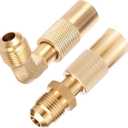 2Pcs Low Pressure Propane Adapter - Brass 3/8" Male Flare RV Propane Elbow Adapter Conversion Fitting Compatible with 17" and 22" Tabletop Camping Griddles Grill