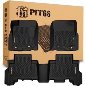 PIT66 Mats Cargo Liners Compatible with Toyota 4Runner 2013-2024/ Fit Lexus GX460 2014-2023 (Heavy Duty) TPE 3-Piece Premium,Black ((Heavy Duty) Fit Toyota 4Runner 2013-2024)