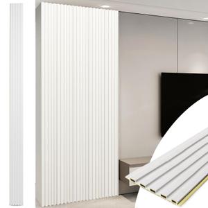 Art3d WPC Slat Wall Panels, 8-Pack 108 x 6 Inch 3D Wall Accents for Interior Wall Decor, Living Room, Bedroom, White (108" * 6")