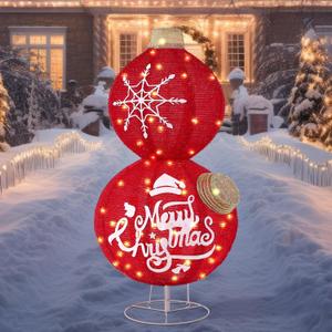 31.5 Inch Giant Outdoor Christmas Ball Ornaments with Pop-up Stacked LED Light Large Christmas Lawn Ornaments Xmas Yard Decoration Oversized Holiday Patio Light up Porch Garden Decoration
