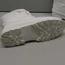 BABUDOG Womens Warm Fur Lined Mid-Calf Boots Waterproof Winter Snow Boots Non-slip Lace up Combat Boots (9, White)