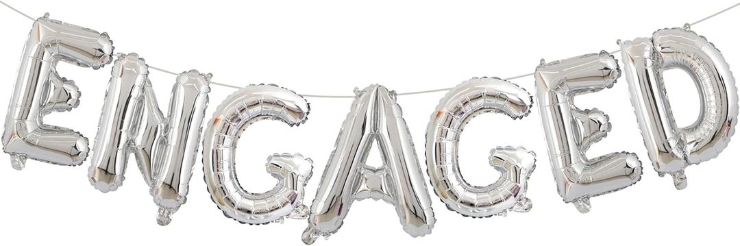 2 Set 14Pcs Silver Engaged Letter Balloons 16in Balloon Foil Letter Decorations Party Decor Silver Letter Balloons Engaged Party Supplies