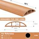 CrocSee 6ft Self-Adhesive Floor Cord Cover for Wires, Low Profile Cord Hider Cable Management, Trimmable PVC Cord Protector - Cord Cavity = 0.47" (W) x 0.29" (H) - Wood Brown