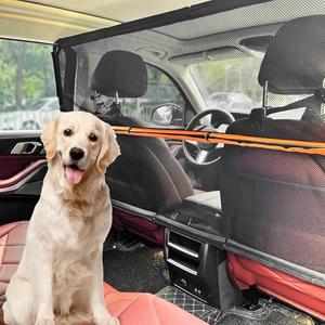 Zmgdrm Dog Car Barrier, 50" Wide for Dog Barrier, Car Divider Backseat for Cargo Area, Back Seat Trunk Barrier with Net Mesh Separator for Dogs, Dog Net for Car Trunk and SUV