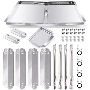 Grill Grease Tray Replacement Parts for Nexgrill 4 Burner 720-0830H, 720-0783E, 720-0888, 720-0888N, 720-0830A, Adjustable 24''-30'' Gas Grill Drip Pan, Heat Plates Shield, Burner Tubes and Igniters.