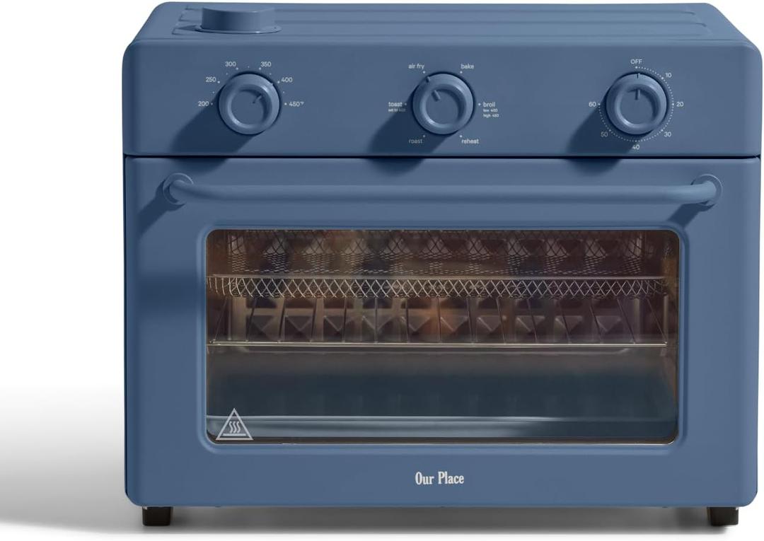 Our Place Large Wonder Oven | 6-in-1 Stainless Steel Air Fryer Toaster Oven Combo with Basket, Rack, Pan & Tray | 3-Rack, 32 QT, Large Capacity - Toast, Roast, Bake, Reheat, Broil & Steam | Blue Salt, 31.7 Quarts
