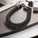 Black Elastic Ropes Retractable Coil Springs Keychain, Anti-lost Key Chain Holder Clasp for Keys Wallet Cellphone and Other Badge Holders Identification Badges and Supplies