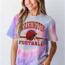 IZYJOY Women Football Shirt Vintage Game Day T-Shirt Sunday Funday Tee Tie Dye Football Season Short Sleeve Tops (L)