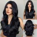 WTHCOS for Women Girls Long Curly Wavy Dark Resistant Synthetic Wigs Cosplay Costume Wig