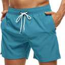 SILKWORLD Men's Swim Trunks Quick Dry Beach Shorts with Pockets (Green, S)