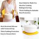 2 Pack Pot Holders with Pocket, Heat Resistant Silicone Hot Pads, Non-Slip Pot Holder for Kitchen Cooking, Baking and Oven Use, Dual-Sided Hot Pad & Trivet (7.877.87 in, Floral Pattern)