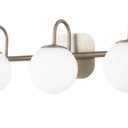 Brushed Nickel Bathroom Vanity Light Fixtures 3 Lights Milk White Glass Globe Shade Modern Wall Sconce Lighting Bath Vanity Lights Bar Over Mirror (Exclude G9 Bulb)