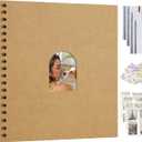 Vienrose DIY Scrapbook with Arch Window Photo Album 40 Blank Kraft Paper Scarp Book Album 8 x 8 Inch Memory Book for Birthday, Wedding, Family, Khaki