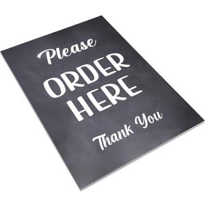 Please Order Here Sign - Cafe, Takeaway, Coffee Shop, Sandwich Shop, Counter Sign, A4 size (Black Adhesive)