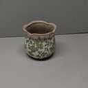 Newtay 6 Inch Ceramic Planter Green Scroll Planter Decorative Plant Pots with Crackle Glaze for Home Garden Kitchen