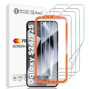 AACL 4-Pack for Samsung Galaxy S25/S24 Screen Protector 5G [Not Glass], Film for S24 and S25 Screen Protector [7H Hybrid][Fingerprint Compatible][Alignment Tool]