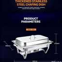 Stainless Steel Chafing Dish Foldable Food Warmer, 2lattices Fuel Holder Included, Food Warmer, 24.8"L x 14.17"W x 10.83"H
