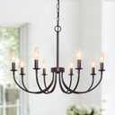 8-Light Farmhouse Chandelier for Dining Room Lighting Fixtures Hanging, Oil Rubbed Bronze Candle Chandelier Rustic Industrial Modern Chandelier for Living Room, Bedroom, Foyer
