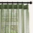 Sage Green Linen Look Sheer Curtains 102 Inches Long 2 Panels, Rustic Textured Light Filtering Drapes, Elegant Window Decor, Floor to Ceiling Pinch Pleat Curtain with Hooks