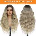 Long Wavy Ombre Blonde Wig for Women Glueless Lace Hairline Synthetic Lace Front Wigs for Daily Party Cosplay Use 24 Inch Ombre Blonde