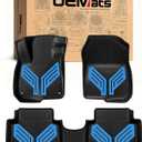 Premium Color TPE Floor Mats Custom Fit for Honda CR-V 2017-2022 (Gasoline & Hybrid CRV), Hydro Blue Wing Design | All-Weather Heavy Duty Car Floor Liners Full Set 1st & 2nd Row
