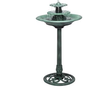 Alpine Corporation 35" Tall 3-Tier Outdoor Pedestal Water Fountain Durable Resin Cascading Water Feature and Birdbath for Garden, Patio, Deck, and Backyard, Green