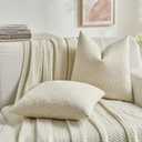 FUTEI Cream Decorative Throw Pillow Covers 20x20 Inch Set of 2,Soft Cozy Chenille Colorful Granular Textured Cushion Case,Modern Home Decor for Couch Bed Living Room