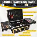 Barber Cases for Clippers and Supplies With Sliding Tray, Profesional Barbers Briefcase Tool Case, Hair Scissors Trimmer Organizer, Salon Barber Carrying Case with Lock(Gold), 16.35 x 12.2 x 7.87 inches